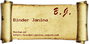 Binder Janina névjegykártya